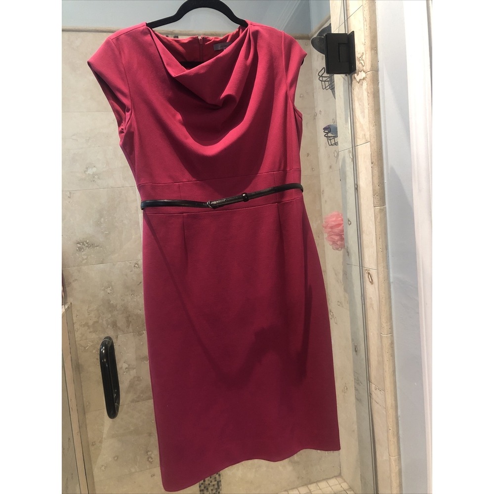 Classiques Entier Nordstrom Pink Ponte Knit Belted Cowl Neck Dress Size 12